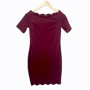 SHEIN Maroon Scalloped Dress